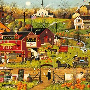 500 Piece Puzzle by Artist Charles Wysocki - Blackbirds Roost at Mill Creek
